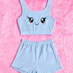 Cartoon Embroidery Flannel Pajama Set